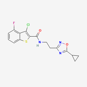 molecular formula C16H13ClFN3O2S B5630045 3-chloro-N-[2-(5-cyclopropyl-1,2,4-oxadiazol-3-yl)ethyl]-4-fluoro-1-benzothiophene-2-carboxamide 