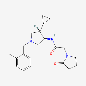 molecular formula C21H29N3O2 B5630047 N-[rel-(3R,4S)-4-cyclopropyl-1-(2-methylbenzyl)-3-pyrrolidinyl]-2-(2-oxo-1-pyrrolidinyl)acetamide hydrochloride 