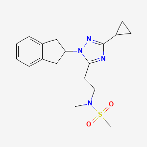 molecular formula C18H24N4O2S B5630070 N-{2-[3-cyclopropyl-1-(2,3-dihydro-1H-inden-2-yl)-1H-1,2,4-triazol-5-yl]ethyl}-N-methylmethanesulfonamide 