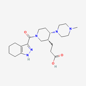 molecular formula C21H33N5O3 B5630094 3-[(3R*,4S*)-4-(4-methylpiperazin-1-yl)-1-(4,5,6,7-tetrahydro-1H-indazol-3-ylcarbonyl)piperidin-3-yl]propanoic acid 