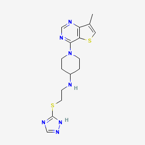 molecular formula C16H21N7S2 B5630158 1-(7-methylthieno[3,2-d]pyrimidin-4-yl)-N-[2-(1H-1,2,4-triazol-5-ylthio)ethyl]piperidin-4-amine 