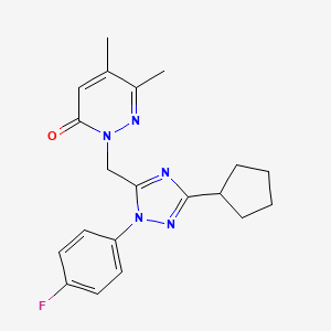 molecular formula C20H22FN5O B5630210 2-{[3-cyclopentyl-1-(4-fluorophenyl)-1H-1,2,4-triazol-5-yl]methyl}-5,6-dimethylpyridazin-3(2H)-one 