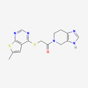 molecular formula C15H15N5OS2 B5630218 6-methyl-4-{[2-oxo-2-(1,4,6,7-tetrahydro-5H-imidazo[4,5-c]pyridin-5-yl)ethyl]thio}thieno[2,3-d]pyrimidine 