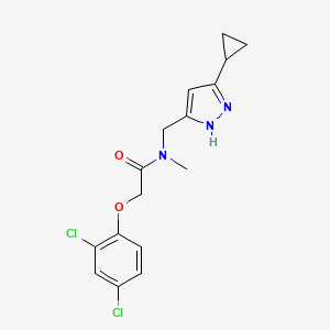 molecular formula C16H17Cl2N3O2 B5630254 N-[(5-cyclopropyl-1H-pyrazol-3-yl)methyl]-2-(2,4-dichlorophenoxy)-N-methylacetamide 