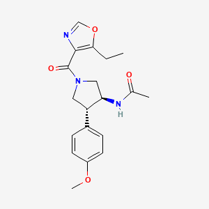 molecular formula C19H23N3O4 B5630308 N-[(3S*,4R*)-1-[(5-ethyl-1,3-oxazol-4-yl)carbonyl]-4-(4-methoxyphenyl)pyrrolidin-3-yl]acetamide 