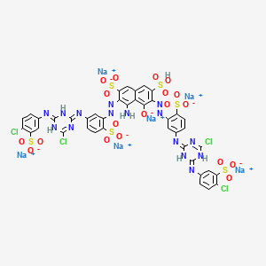 B563037 4-Amino-3,6-bis[5-[4-chloro-6-(4-chloro-3-sulfoanilino)-1,3,5-triazin-2-ylamino]-2-sulfophenylazo]-5-hydroxy-2,7-naphthalenedisulfonic acid hexasodium salt CAS No. 101472-68-8