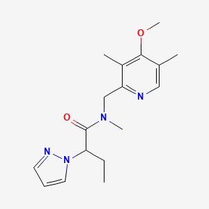 molecular formula C17H24N4O2 B5630450 N-[(4-methoxy-3,5-dimethyl-2-pyridinyl)methyl]-N-methyl-2-(1H-pyrazol-1-yl)butanamide 