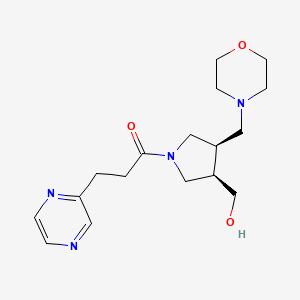 molecular formula C17H26N4O3 B5630460 {(3R*,4R*)-4-(4-morpholinylmethyl)-1-[3-(2-pyrazinyl)propanoyl]-3-pyrrolidinyl}methanol 