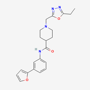 molecular formula C21H24N4O3 B5630471 1-[(5-ethyl-1,3,4-oxadiazol-2-yl)methyl]-N-[3-(2-furyl)phenyl]piperidine-4-carboxamide 