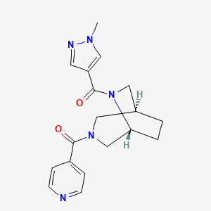 molecular formula C18H21N5O2 B5630487 (1S*,5R*)-3-isonicotinoyl-6-[(1-methyl-1H-pyrazol-4-yl)carbonyl]-3,6-diazabicyclo[3.2.2]nonane 