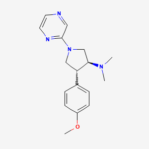 molecular formula C17H22N4O B5630534 (3S*,4R*)-4-(4-methoxyphenyl)-N,N-dimethyl-1-(2-pyrazinyl)-3-pyrrolidinamine 