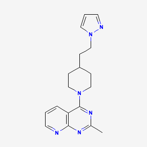 molecular formula C18H22N6 B5630540 2-methyl-4-{4-[2-(1H-pyrazol-1-yl)ethyl]piperidin-1-yl}pyrido[2,3-d]pyrimidine 