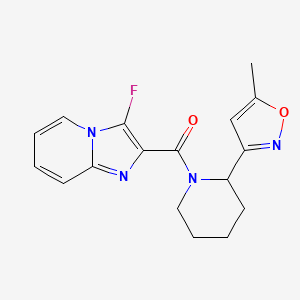 molecular formula C17H17FN4O2 B5630569 3-fluoro-2-{[2-(5-methyl-3-isoxazolyl)-1-piperidinyl]carbonyl}imidazo[1,2-a]pyridine 