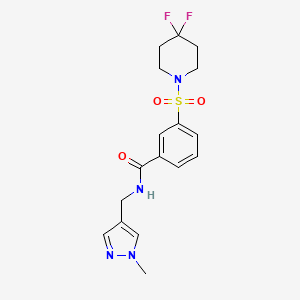 molecular formula C17H20F2N4O3S B5630630 3-[(4,4-difluoropiperidin-1-yl)sulfonyl]-N-[(1-methyl-1H-pyrazol-4-yl)methyl]benzamide 