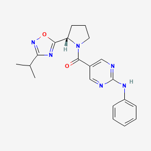 molecular formula C20H22N6O2 B5630649 5-{[(2S)-2-(3-isopropyl-1,2,4-oxadiazol-5-yl)-1-pyrrolidinyl]carbonyl}-N-phenyl-2-pyrimidinamine 