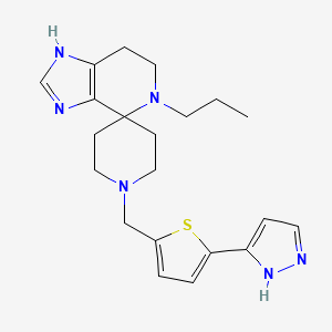 molecular formula C21H28N6S B5630661 5-propyl-1'-{[5-(1H-pyrazol-3-yl)-2-thienyl]methyl}-1,5,6,7-tetrahydrospiro[imidazo[4,5-c]pyridine-4,4'-piperidine] 