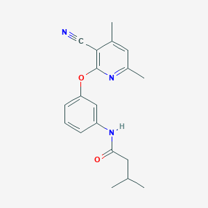 molecular formula C19H21N3O2 B5630683 N-{3-[(3-cyano-4,6-dimethylpyridin-2-yl)oxy]phenyl}-3-methylbutanamide 