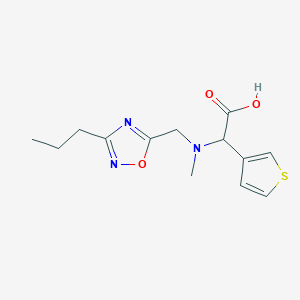 molecular formula C13H17N3O3S B5630699 {methyl[(3-propyl-1,2,4-oxadiazol-5-yl)methyl]amino}(3-thienyl)acetic acid 