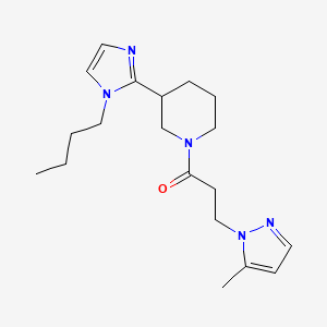molecular formula C19H29N5O B5630708 3-(1-butyl-1H-imidazol-2-yl)-1-[3-(5-methyl-1H-pyrazol-1-yl)propanoyl]piperidine 