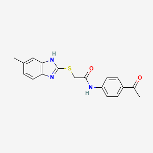 molecular formula C18H17N3O2S B5630733 N-(4-acetylphenyl)-2-[(5-methyl-1H-benzimidazol-2-yl)thio]acetamide 