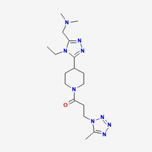 molecular formula C17H29N9O B5630797 1-(4-ethyl-5-{1-[3-(5-methyl-1H-tetrazol-1-yl)propanoyl]piperidin-4-yl}-4H-1,2,4-triazol-3-yl)-N,N-dimethylmethanamine 