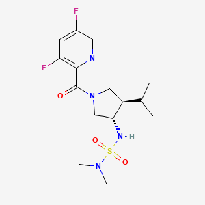 molecular formula C15H22F2N4O3S B5630815 N'-{(3S*,4R*)-1-[(3,5-difluoro-2-pyridinyl)carbonyl]-4-isopropyl-3-pyrrolidinyl}-N,N-dimethylsulfamide 