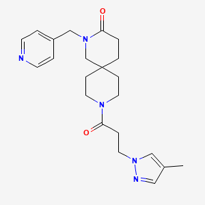 molecular formula C22H29N5O2 B5630842 9-[3-(4-methyl-1H-pyrazol-1-yl)propanoyl]-2-(pyridin-4-ylmethyl)-2,9-diazaspiro[5.5]undecan-3-one 