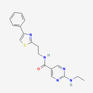 molecular formula C18H19N5OS B5630856 2-(ethylamino)-N-[2-(4-phenyl-1,3-thiazol-2-yl)ethyl]-5-pyrimidinecarboxamide 