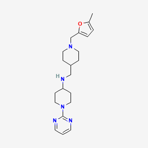 molecular formula C21H31N5O B5630955 N-({1-[(5-methyl-2-furyl)methyl]piperidin-4-yl}methyl)-1-pyrimidin-2-ylpiperidin-4-amine 