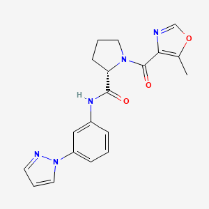 molecular formula C19H19N5O3 B5630970 1-[(5-methyl-1,3-oxazol-4-yl)carbonyl]-N-[3-(1H-pyrazol-1-yl)phenyl]-L-prolinamide 