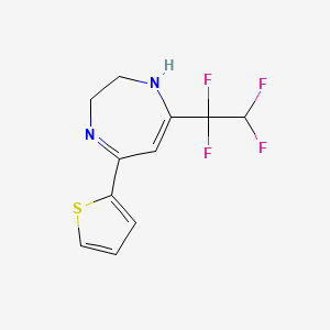 molecular formula C11H10F4N2S B5630971 7-(1,1,2,2-tetrafluoroethyl)-5-(2-thienyl)-2,3-dihydro-1H-1,4-diazepine 