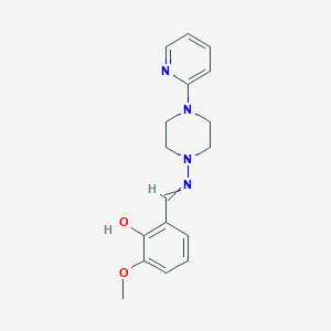 molecular formula C17H20N4O2 B5630975 2-methoxy-6-({[4-(2-pyridinyl)-1-piperazinyl]imino}methyl)phenol 