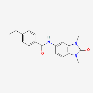 molecular formula C18H19N3O2 B5631004 N-(1,3-dimethyl-2-oxo-2,3-dihydro-1H-benzimidazol-5-yl)-4-ethylbenzamide 