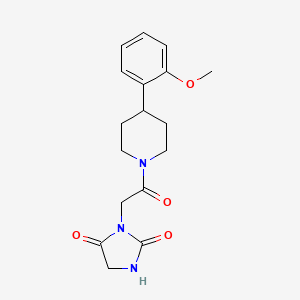 molecular formula C17H21N3O4 B5631038 3-{2-[4-(2-methoxyphenyl)-1-piperidinyl]-2-oxoethyl}-2,4-imidazolidinedione 