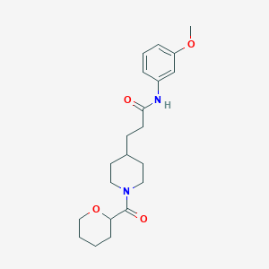 molecular formula C21H30N2O4 B5631075 N-(3-methoxyphenyl)-3-[1-(tetrahydro-2H-pyran-2-ylcarbonyl)piperidin-4-yl]propanamide 