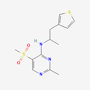 molecular formula C13H17N3O2S2 B5631094 2-methyl-5-(methylsulfonyl)-N-[1-methyl-2-(3-thienyl)ethyl]pyrimidin-4-amine 