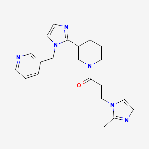 molecular formula C21H26N6O B5631189 3-[(2-{1-[3-(2-methyl-1H-imidazol-1-yl)propanoyl]piperidin-3-yl}-1H-imidazol-1-yl)methyl]pyridine 