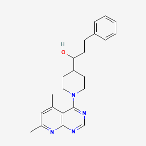 molecular formula C23H28N4O B5631223 1-[1-(5,7-dimethylpyrido[2,3-d]pyrimidin-4-yl)piperidin-4-yl]-3-phenylpropan-1-ol 
