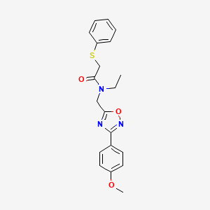molecular formula C20H21N3O3S B5631277 N-ethyl-N-{[3-(4-methoxyphenyl)-1,2,4-oxadiazol-5-yl]methyl}-2-(phenylthio)acetamide 