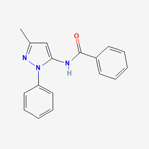 molecular formula C17H15N3O B5631278 N-(3-甲基-1-苯基-1H-吡唑-5-基)苯甲酰胺 
