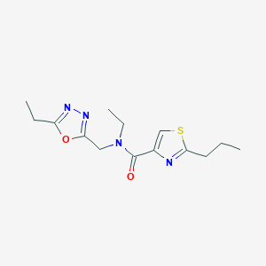 molecular formula C14H20N4O2S B5631284 N-ethyl-N-[(5-ethyl-1,3,4-oxadiazol-2-yl)methyl]-2-propyl-1,3-thiazole-4-carboxamide 