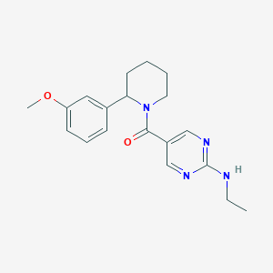 molecular formula C19H24N4O2 B5631297 N-ethyl-5-{[2-(3-methoxyphenyl)-1-piperidinyl]carbonyl}-2-pyrimidinamine 