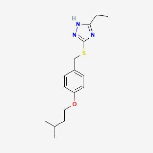 molecular formula C16H23N3OS B5631319 3-ethyl-5-{[4-(3-methylbutoxy)benzyl]thio}-4H-1,2,4-triazole 