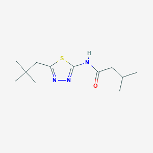 molecular formula C12H21N3OS B5631326 N-[5-(2,2-dimethylpropyl)-1,3,4-thiadiazol-2-yl]-3-methylbutanamide 