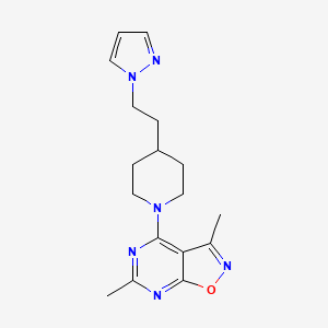 molecular formula C17H22N6O B5631350 3,6-dimethyl-4-{4-[2-(1H-pyrazol-1-yl)ethyl]piperidin-1-yl}isoxazolo[5,4-d]pyrimidine 