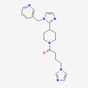 molecular formula C21H26N6O B5631373 3-[(2-{1-[4-(1H-imidazol-1-yl)butanoyl]piperidin-4-yl}-1H-imidazol-1-yl)methyl]pyridine 
