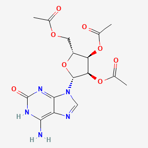 molecular formula C16H19N5O8 B563138 [(2R,3R,4R,5R)-3,4-diacetyloxy-5-(6-amino-2-oxo-1H-purin-9-yl)oxolan-2-yl]methyl acetate CAS No. 173098-06-1