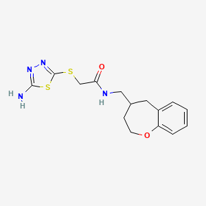 molecular formula C15H18N4O2S2 B5631381 2-[(5-amino-1,3,4-thiadiazol-2-yl)thio]-N-(2,3,4,5-tetrahydro-1-benzoxepin-4-ylmethyl)acetamide 