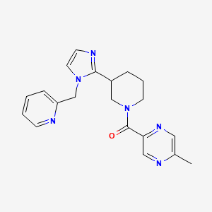 molecular formula C20H22N6O B5631464 2-methyl-5-({3-[1-(2-pyridinylmethyl)-1H-imidazol-2-yl]-1-piperidinyl}carbonyl)pyrazine 