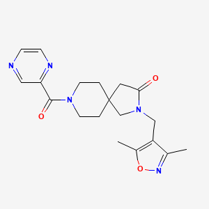 molecular formula C19H23N5O3 B5631469 2-[(3,5-dimethyl-4-isoxazolyl)methyl]-8-(2-pyrazinylcarbonyl)-2,8-diazaspiro[4.5]decan-3-one 